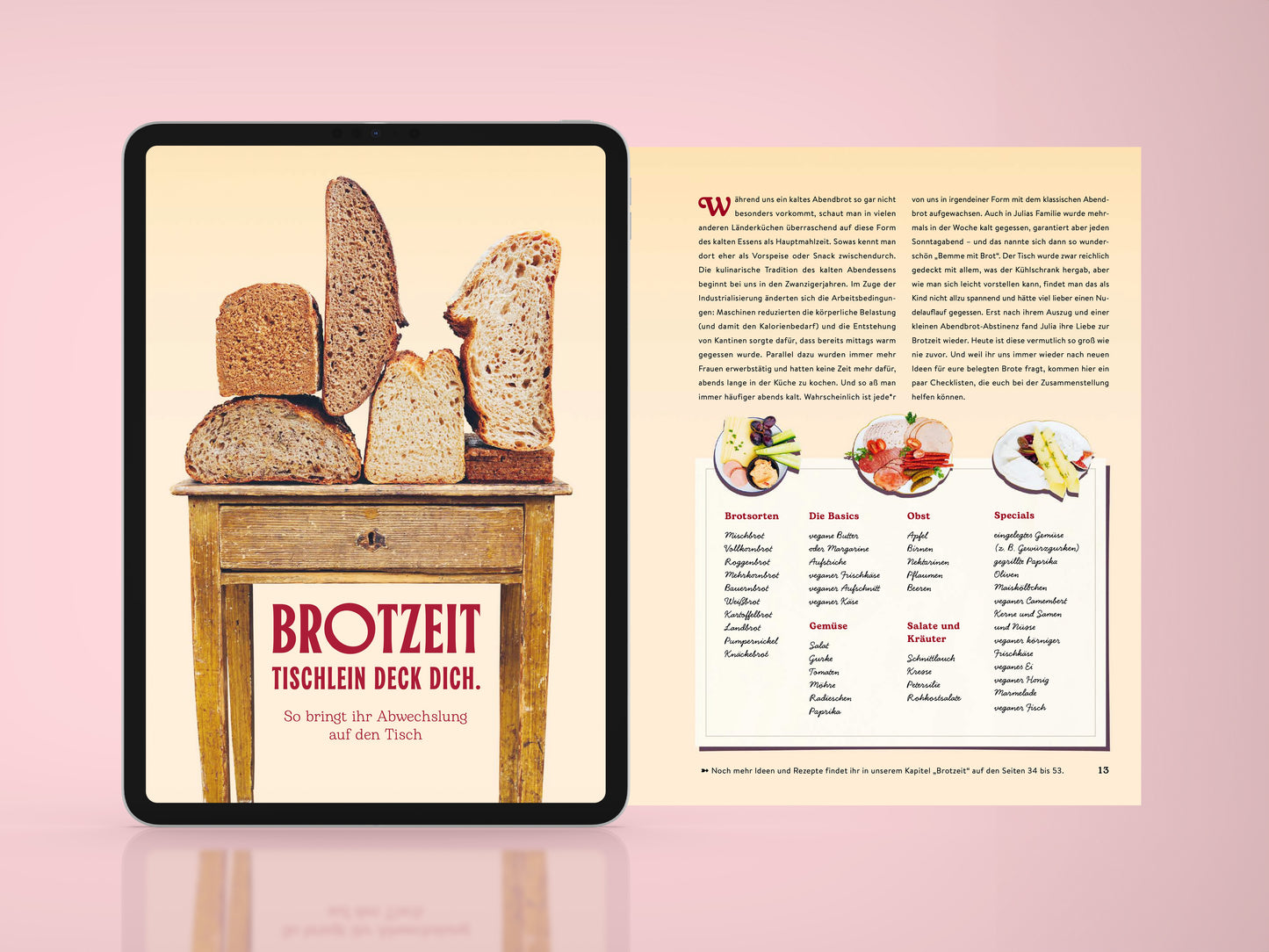 Innenseite des Kochbuchs ‚Deutsche Küche Vegan‘ mit Infografik zum veganen Brotbacken